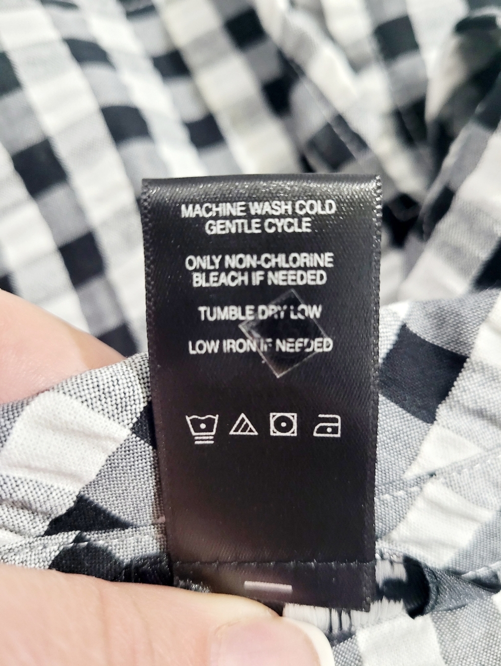 Ali Miles Large Black White Gingham Patchwork Tunic Shirt Artsy Button Top Fun - Picture 8 of 15